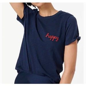 J.CREW Navy Blue Happy Short Sleeve T-Shirt
